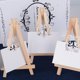 thumbnail image 4 of (15,8 x 8,8 cm) Juego de 20 mini caballetes de madera Soporte para números de mesa triangular Soporte para mesa Phtot para decoración de mesa de boda Oficina de cumpleaños, 4 of 5