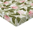 thumbnail image 4 of Ambesonne Rose Pattern Fitted Sheet, Art Romantic Flowers, Twin XL Size, Olive Green Pale Pink, 4 of 5