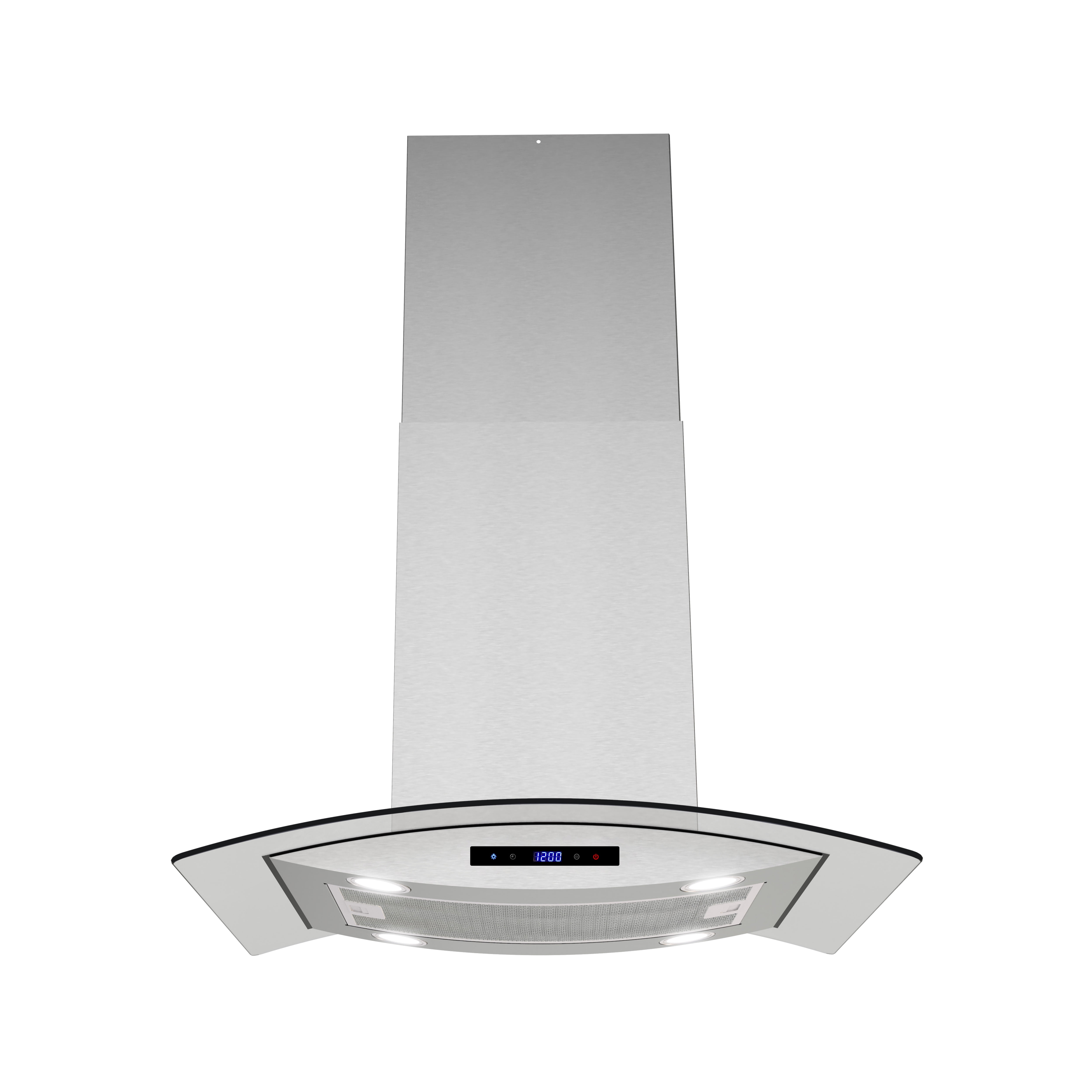 Streamline 30 in. Maddaloni Ductless Island 350 CFM Range Hood in Brushed Stainless Steel with Mesh Filters, Touchpad Control, LED Lights