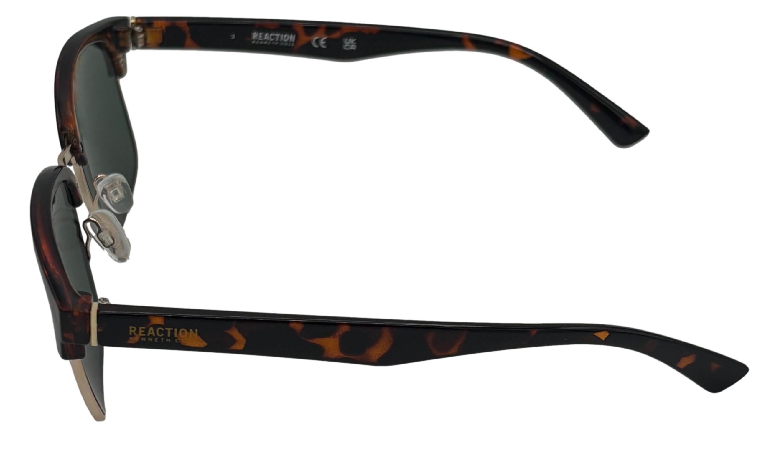 Kenneth Cole Reaction Dark Havana Mens Square Plastic Sunglass, KC1433. 52N