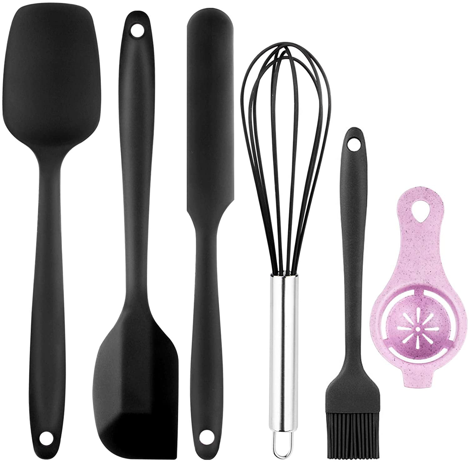No Smell Kitchen Utensils mix for Cooking Sredhy Heat-Resistant Silicone Cooking Utensil Set 6 Piece Silicone Spatula Set Baking and Mixing,Flexible Rubber Cooking Utensils with One Piece Design 