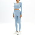 thumbnail image 5 of Scyoekwg Workout Outfits For Women 2 Piece Tight Hip Sports Fitness Yoga Suit Long Sleeve Tops Long Pants Casual Matching Outfits Two Piece Set Fashion Sweatsuit Tracksuit (Sky Blue,M), 5 of 6