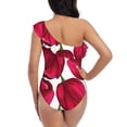 thumbnail image 6 of Yiaed Tulips Flowers Print Women One Piece Swimsuits Tummy Control One Shoulder Bathing Suits Pattern Ruffle Swimwear-X-Large, 6 of 8