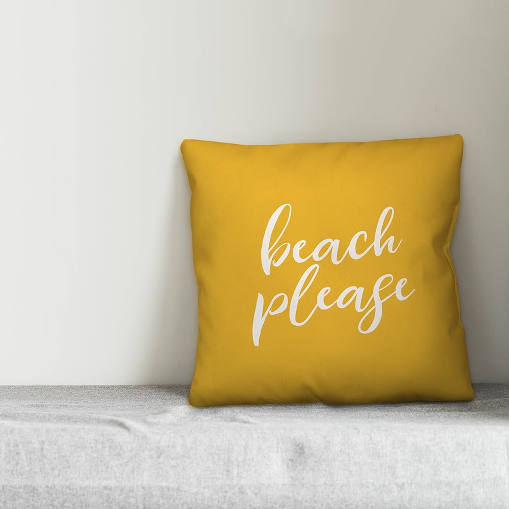 Creative Products Beach Please Script Yellow 16x16 Indoor / Outdoor Pillow
