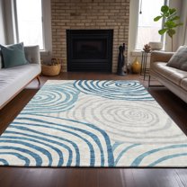 Addison Rugs Chantille Indoor/Outdoor Transitional Swirls Teal Washable Rectangle Rug, 2'6" x 3'10"