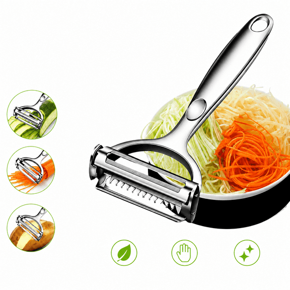 Generic 2-in-1 Multifunctional Stainless Steel Julienne Peeler for Fruit & Vegetable Prep