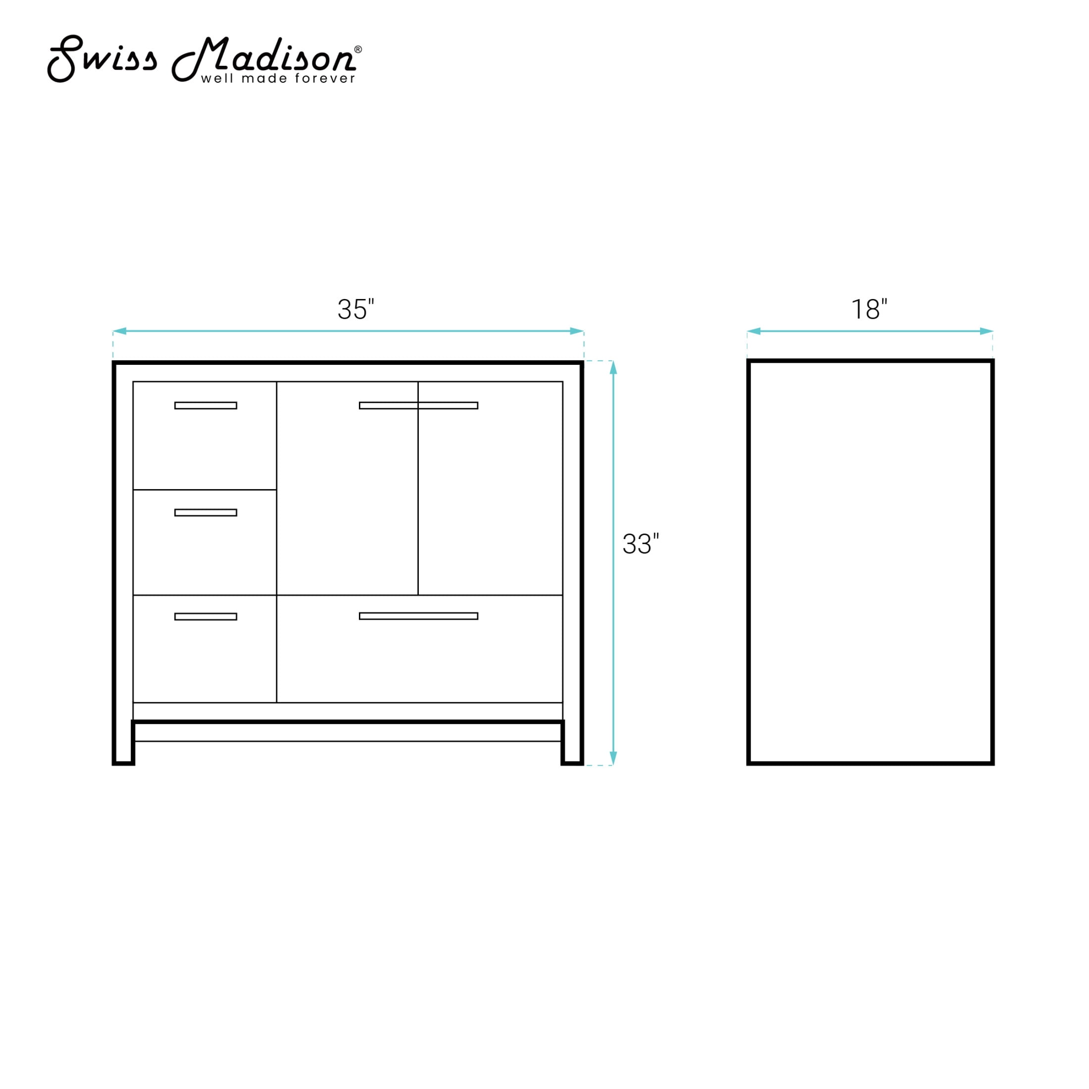 Virage 36" Freestanding Bathroom Vanity in Brown Oak without Sink Top