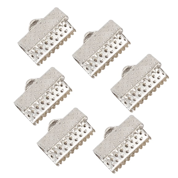FOLOYORI 100Pcs Metal Crimp Ends for Jewellery Making Hides Frayed Ribbon Ends Silver