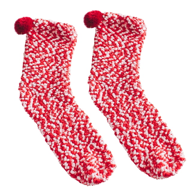 Mikilon Winter Coral Fleece Cake Socks Towel Massage Bottom Tube Female Socks Home Floor Socks
