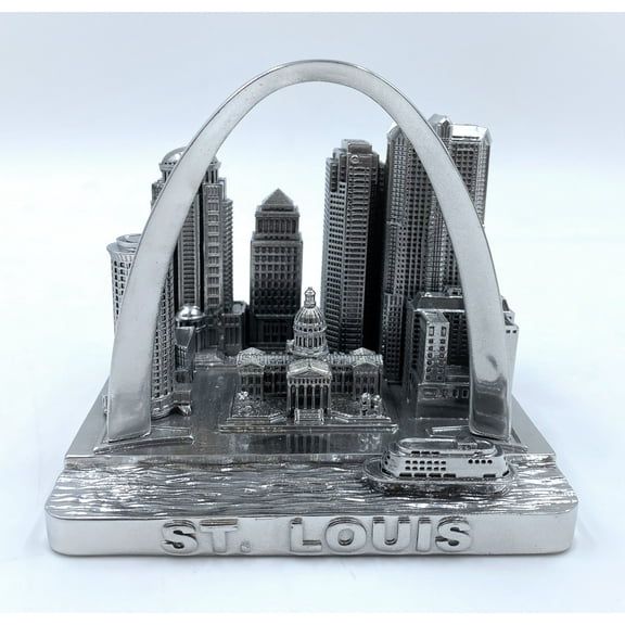 St Louis 3D City Famous Building Model Statue Souvenir Decoration for Home Office Silver 4”