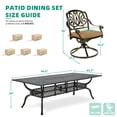 thumbnail image 6 of VIVIJASON 9-Piece Outdoor Dining Set, Cast Aluminum Retro Patio Furniture Table and Chairs Set for 8, Include 94.5" Rectangular Table and 8 Swivel Rocker Chairs with Umbrella Hole, Khaki Cushion, 6 of 7