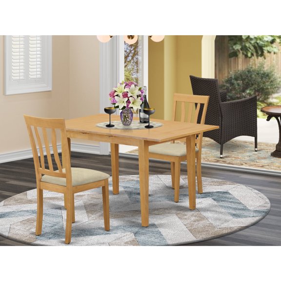 East West Furniture Norfolk 3-piece Traditional Wood Dining Set in Oak