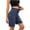 #02Navy, variant on Shorts for Women Jean Pull On Elastic Waist High Waisted Knee Length Fold Hem Stretchy Denim Long ShortsBlack2XL