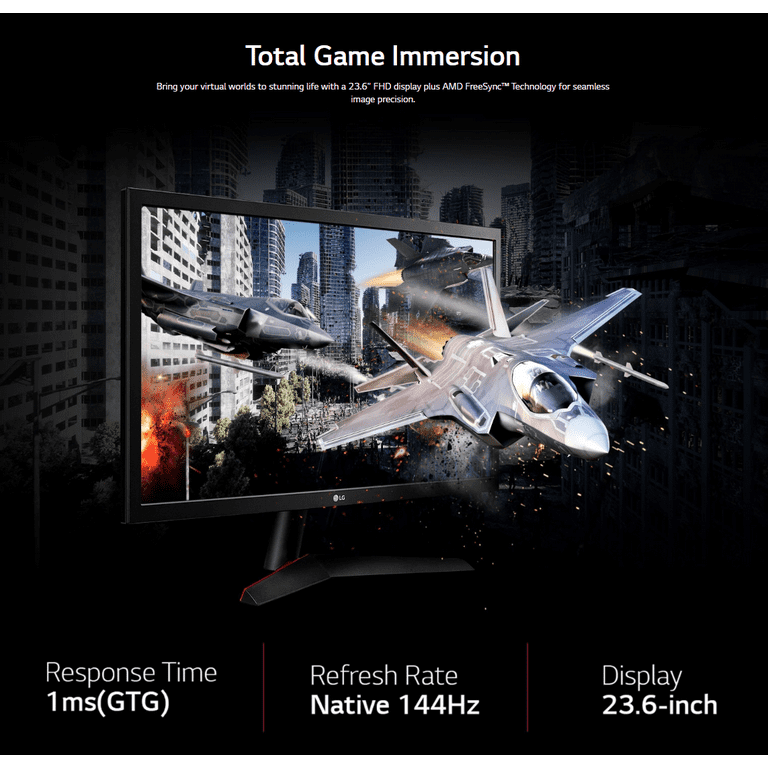 LG UltraGear 24” Gamingskärm 144Hz 1ms FHD HDR 10 AMD FreeSync Premium