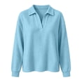 thumbnail image 5 of Tops for Women Long Sleeve Solid Color Casual Waffle Knit Top, 5 of 9