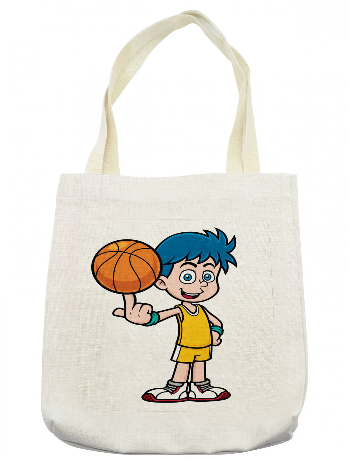 Sports Tote Bag, Genius Boy Rolling the Ball Athlete Professional  Basketball Player Graphic Design, Cloth Linen Reusable Bag for Shopping  Books Beach and More, 16.5