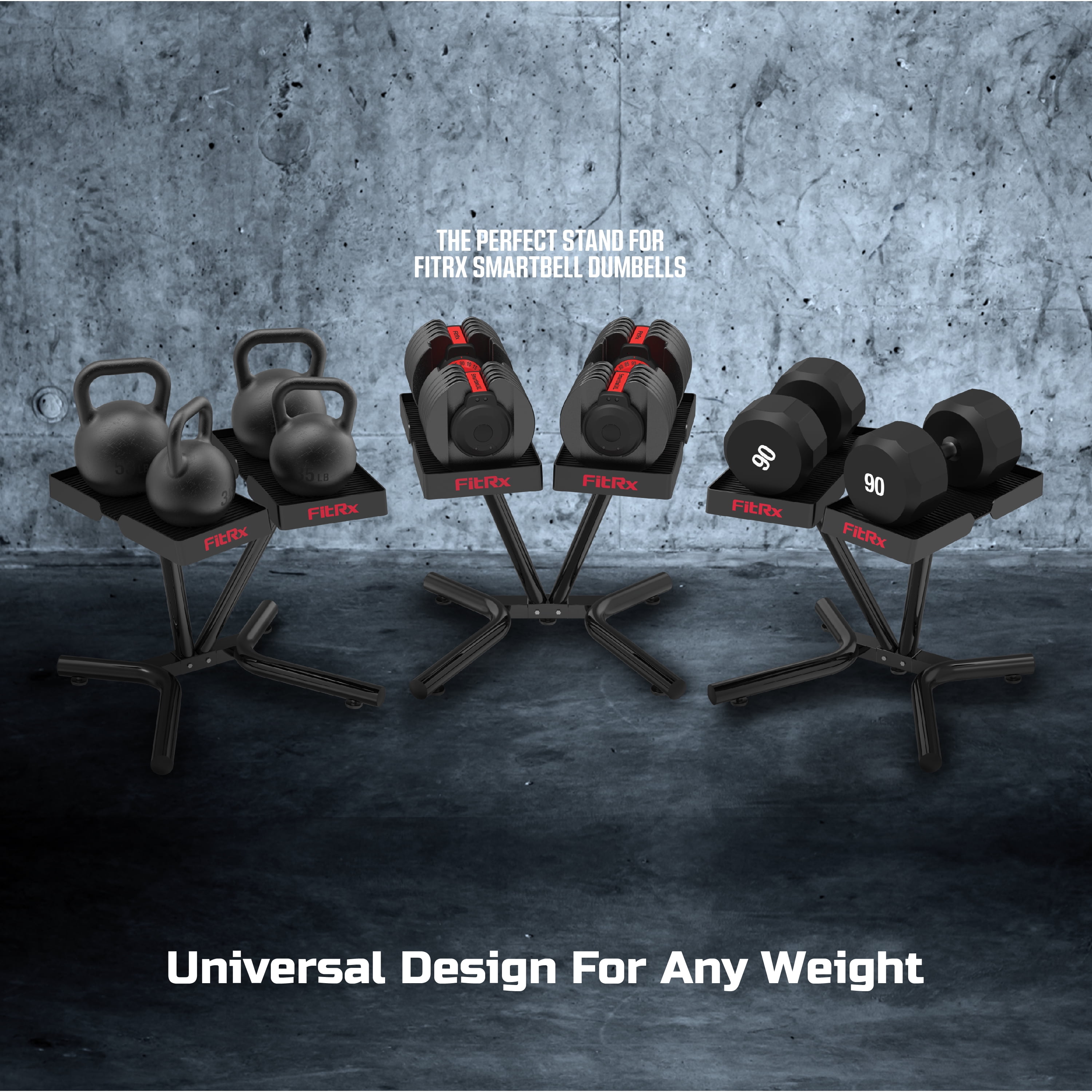 FitRx SmartRack Dumbbell Stand, Dumbbell Rack and Kettlebell Weight Rack Stand for Home Gym