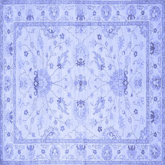 Ahgly Company Machine Washable Indoor Square Oriental Blue Traditional Area Rugs, 4' Square