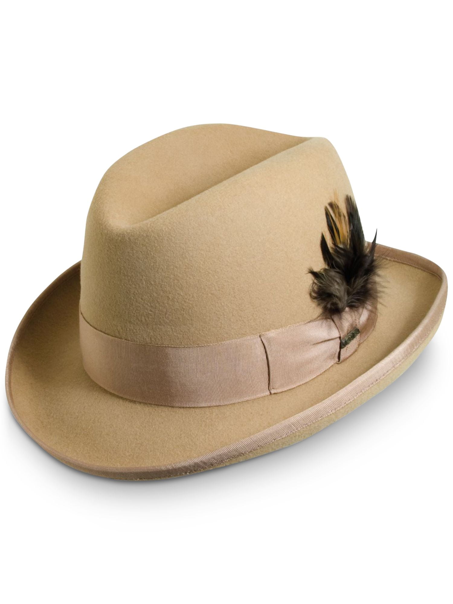 Large Wool Homburg Fedora in Camel 