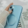 thumbnail image 4 of Magnetic case for iPhone 13 Phone Case for Women, Matte Luxury Soft Metallic Luster Design with Camera Lens Protector, Compatible with Magsafe Case for iPhone 13 6.1" - Blue, 4 of 13