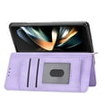 thumbnail image 3 of SaniMore for Samsung Galaxy Z Fold 3 Magnetic Flip Wallet Case with Cross Body Strap, PU Leather Case with Card Slot & Multi-Angle Kickstand Shockproof Protective Case for Girls Ladies, Purple, 3 of 8