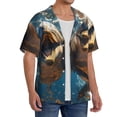 thumbnail image 2 of Rateoe Playful Dolphins Underwater Pattern Men's Short Sleeve Classic Shirt, Casual Short-Sleeved Shirt, Lightweight Summer Shirt, Cuban Collar Shirt,Button-Front Shirt-X-Large, 2 of 5