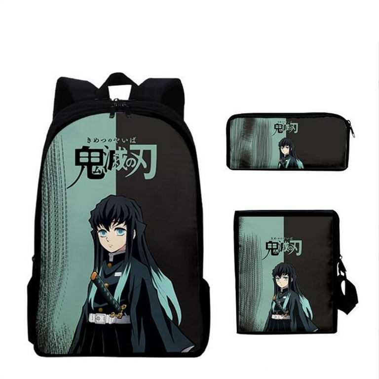 3Pieces Anime Laptop Schoolbag Slant Demon Slayer Backpack Creative Super  Anime 3D Printed+Shoulder Bags with Pencil Case Back to School Gifts 