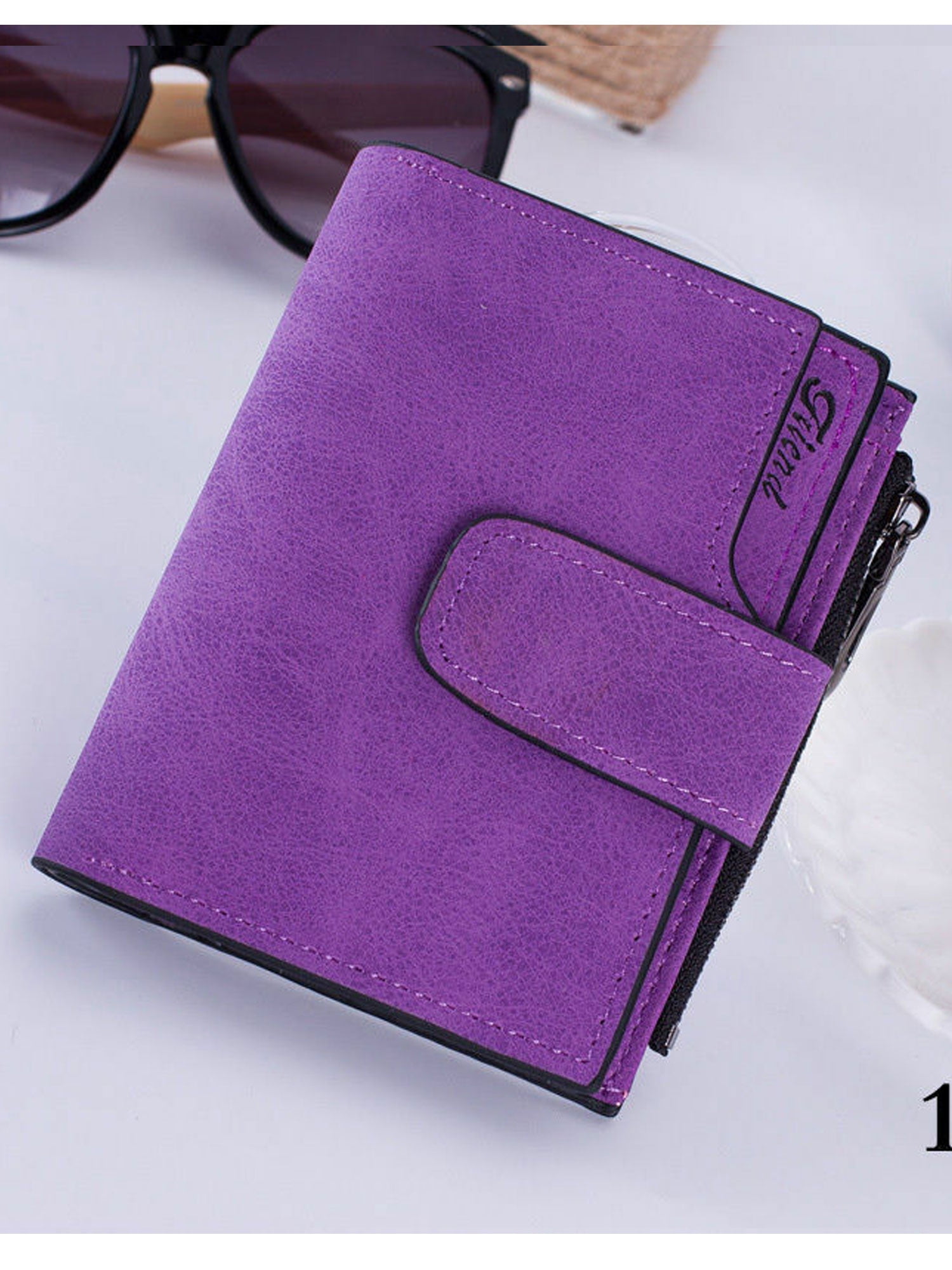 Rteyno Women Mini Wallet Zipper Card Holder Coin Purse Leather Clutch