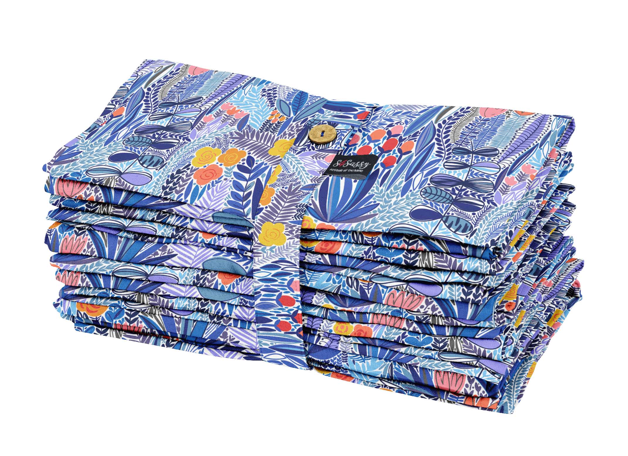 S4Sassy Blue Leaves & Floral Clip Art Kitchen Decorative Cocktail