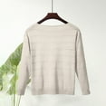 thumbnail image 6 of Breezora Oversized Knitted Sweater Womens Crew Neck Pullover Long Sleeve Casual Jumper Soft Loose Fit Autumn L Size Beige, 6 of 7