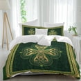 thumbnail image 2 of Saint Patrick's Day Bedding 3 Piece Duvet Cover Set Queen Size, Boho Green Golden Leaves Ethnic Motifs Soft Microfiber Comforter Cover with Zipper Closure & Pillowcases, FadeResistant Quilt Cover, 2 of 9