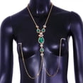 thumbnail image 5 of GKNET Sexy Green Diamond Nipple Chain Adult Sexy Rhinestone Full Body Chain-Emerald-gold plated, 5 of 7