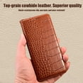 thumbnail image 2 of Top-grain cowhide leather case for iPhone with card slots and holder, crocodile-grain business-grade protective case, 2 of 6