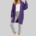thumbnail image 2 of larppty Womens Open Front Cardigan Waffle Knit Long Sleeve Sweaters Tops Fall Coat Outerwear with Pockets (Purple, L), 2 of 9