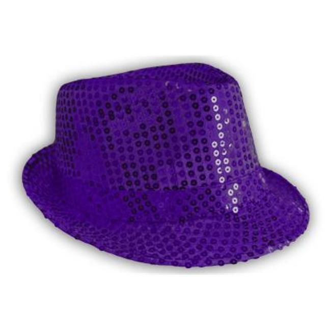 Western Fashion 3819PUR Sequin Fedora Hat, Purple
