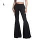thumbnail image 5 of Qarigey Pantalones acampanados de cintura alta elegantes y cómodos, pantalones acampanados de algodón transpirables para mujer Prendas para la parte inferior del cuerpo negro l, 5 of 6
