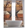 thumbnail image 5 of Texas Star Vintage Sheer Curtains 96 Inch Length 2 Panels Set Window Treatments, Berry Burnt Orange Brown Wooden Rod Pocket Semi Curtains for Living Room/Bedroom/Kitchen Décor, 104"W x 96"L, 5 of 7