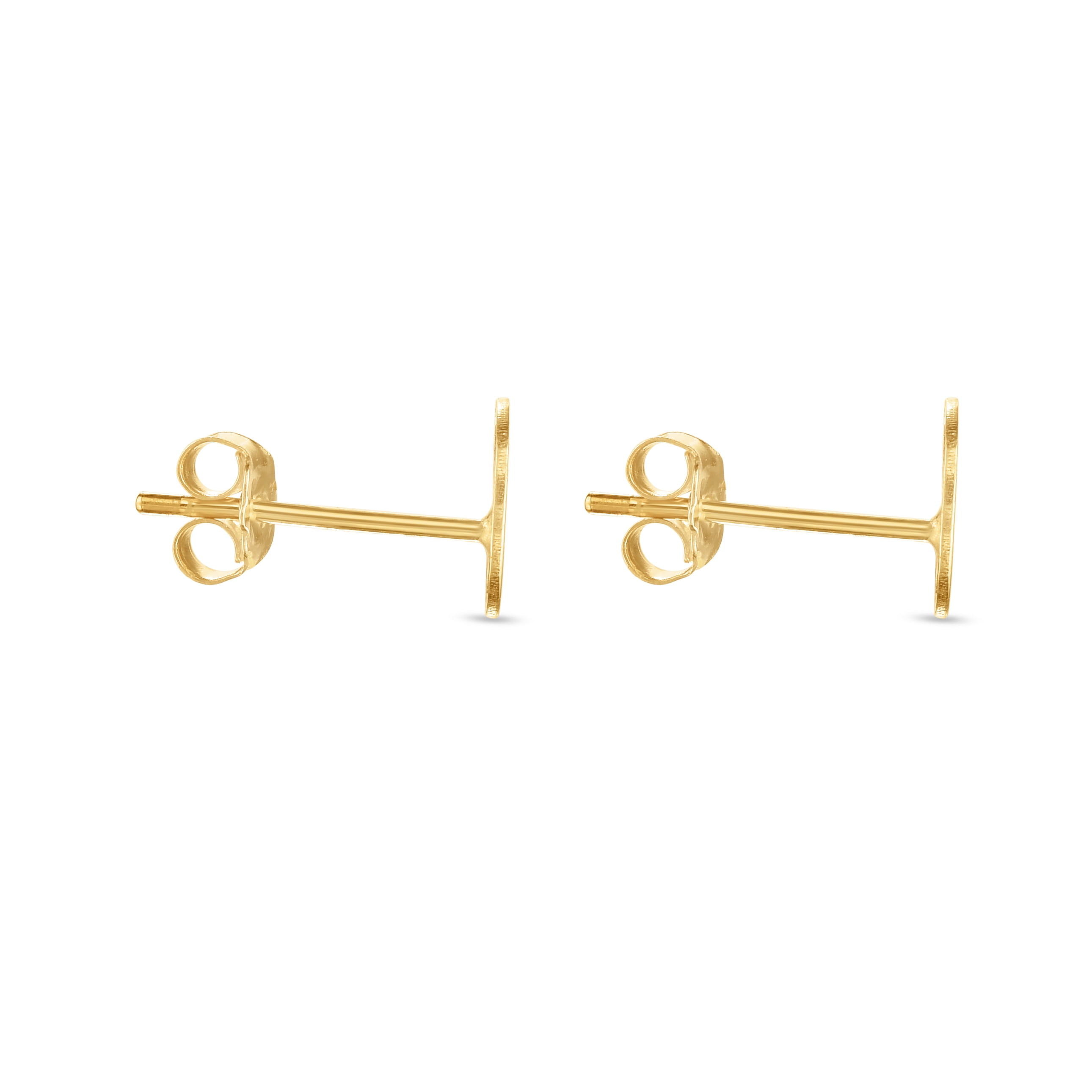 Karat Rush 14KT Yellow Gold High Polished Block Initial Studs "C" with Post-With-Friction-Back. Adult Unisex. No stones