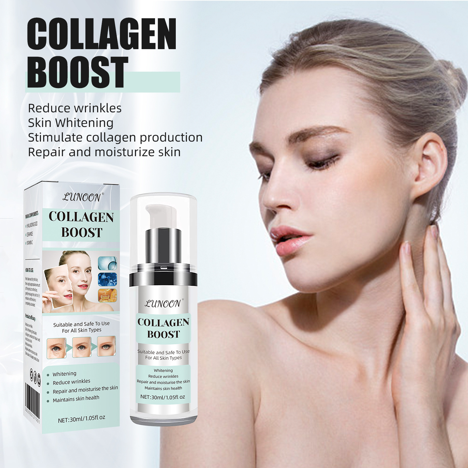 lunoon collagen anti-wrinkle cream dilutes fine lines, moisturizes and