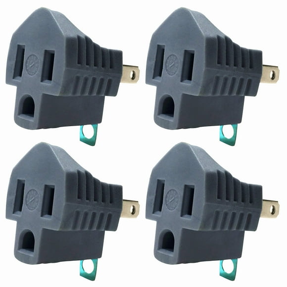 3 Prong to 2 Prong Adapter Polarized Grounding Converter 3-Prong Plug Adapter ETL Grey 4 Pack