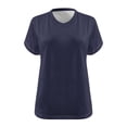 thumbnail image 4 of Hecho para Más Camisa Mujeres de Cuello en V de Gran Tamaño de Manga Corta Top Sólido, Base de Verano Deportivo Tee para el Uso Diario Y Casual Del Hogar, Bastidor de Imitación Ligero, 4 of 6