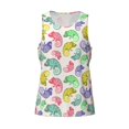 thumbnail image 4 of Easygdp Colorful Pattern With Cute Chameleons Men's Tank Top, Sleeveless Muscle T Shirts, Breathable, Quick-Dry, Loose for Gym, Running, Fitness - Medium, 4 of 9