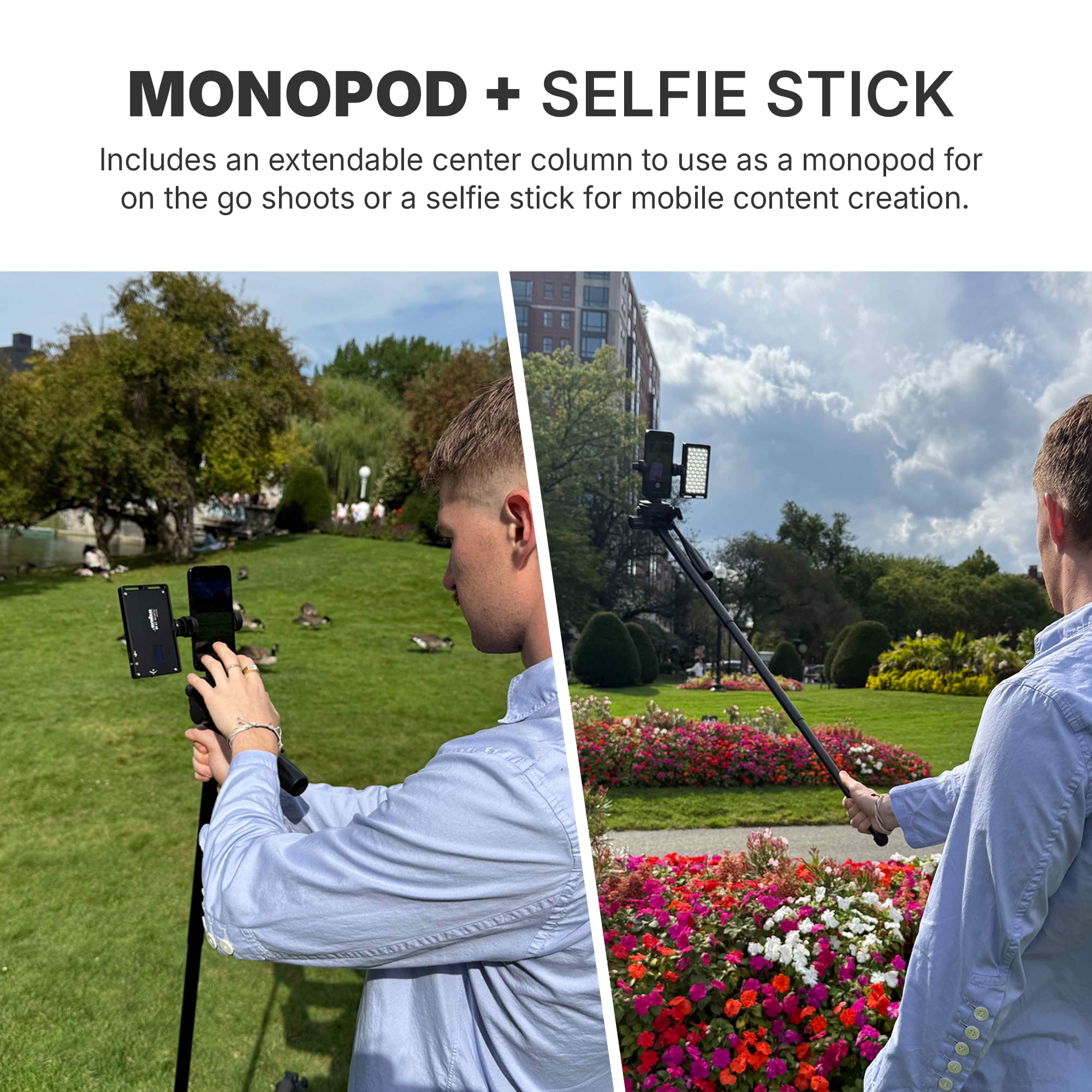 Audience Professional Mobile Creator Kit - 72" Adjustable Tripod with Monopod, LED Fill Light, Dual Lavalier Microphones, Rotating Phone Mount, Bluetooth Remote & Travel Case