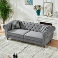 thumbnail image 4 of Newest 87"‌velvet upholstery fabric Sofa with Roll Armrest & Nailhead,Upholstered Mid Century Modern Couch,3 Seater Couch for Living Room, Office, Apartment, Grey, 4 of 9