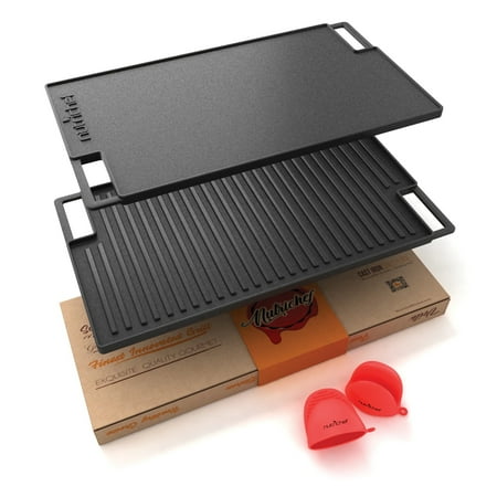 NutriChef NCCIRG59 18-inch Cast Iron Reversible Grill Plate