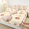 thumbnail image 3 of Manfei Ocean Theme Shell Fitted Sheet Full,Hawaii Holiday Coconut Tree Bed Set,3-Piece,1 Fitted Sheet and 2 Pillowcases, 3 of 6