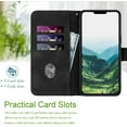 thumbnail image 3 of Wallet Case, for iPhone 12 Wallet Case,Card Holder Leather Kick-Stand Flip Cases,Wrist Strap, Closure,Shockproof Protective Cover (Black), 3 of 14