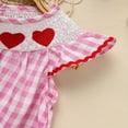 thumbnail image 4 of ZEHJUHAN Toddler Girls' Short Sleeve Checkered Dress Heart Embroidery Ruffle Detail Back Button Dress Pink，3-6M, 4 of 8
