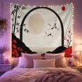thumbnail image 2 of Red-Crowned Cranes with Moon Gate and Bamboo, Peaceful Minimalist Style for Crane Lovers, Bird Wall Decor Housewarming Gift, Tapestry Wall Hanging for Bedroom and Dorm, 2 of 7