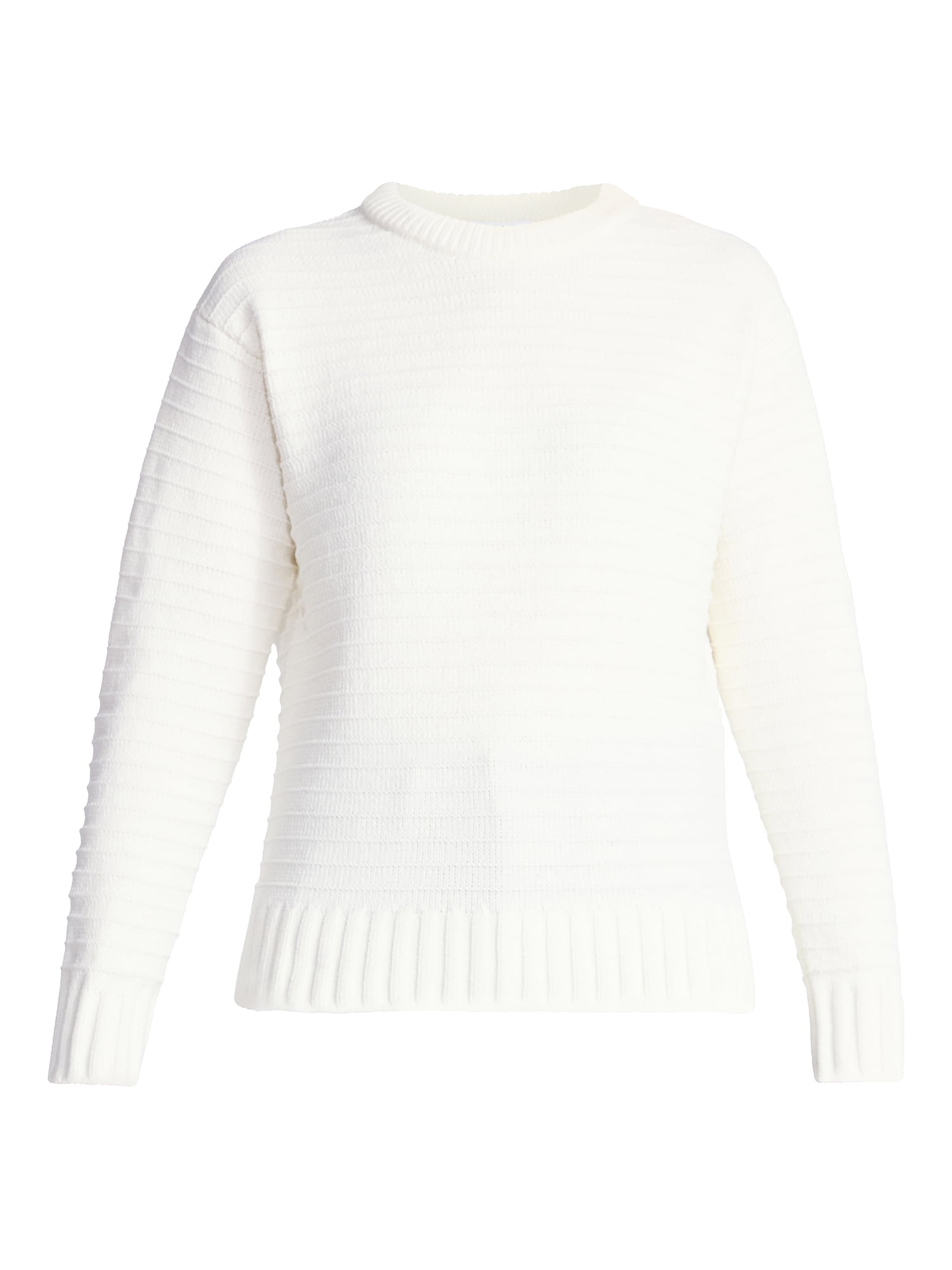Time and Tru Women's and Women's Plus Long Sleeve Chenille Pullover, Sizes XS-4X